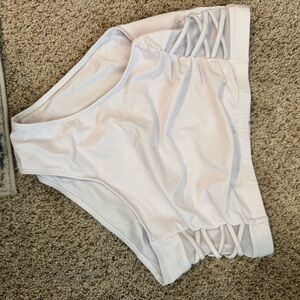 White Strappy Bikini Bottom with Geometric Details